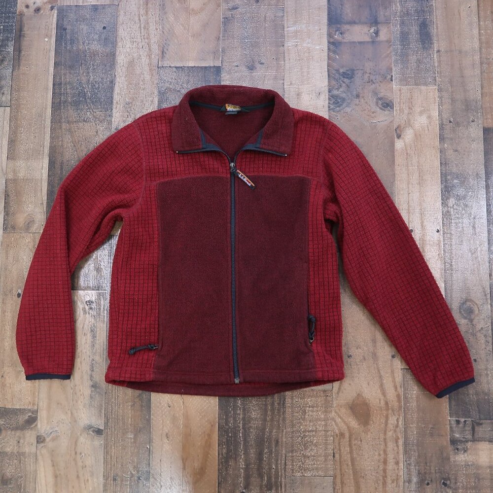 L.L. Bean Womans Small Cranberry Red Fleece Full Zip Jacket